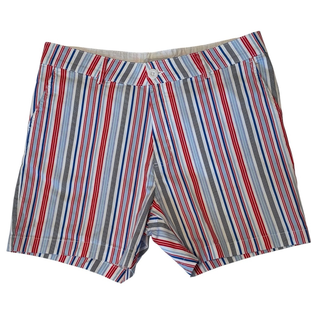 CARIBBEAN JOE Red White & Blue Striped Cotton Shorts Size 12